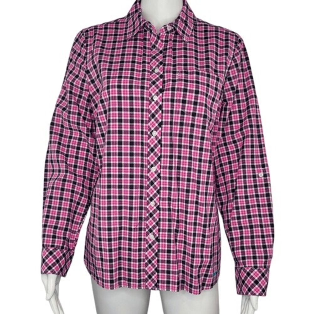Talbots Pink &‎ Black Plaid Blouse